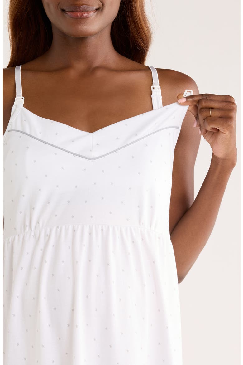 Luxe Star Print Pima Cotton Maternity Nightgown, Alternate, color, GREY STARS
