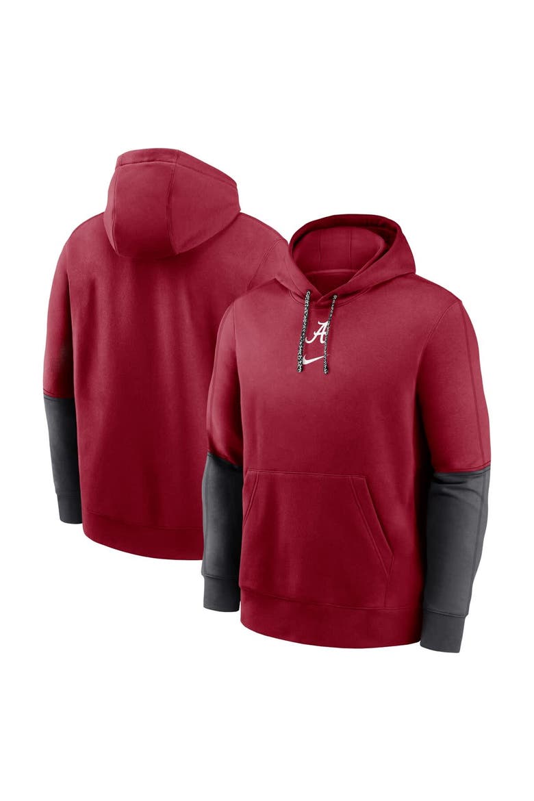 Men's Nike Crimson/Anthracite Alabama Crimson Tide 2024 Sideline Club Pullover Hoodie, Alternate, color, Crimson