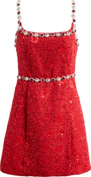 Elliatt Adeline Embellished Sequin Tweed Cocktail Minidress