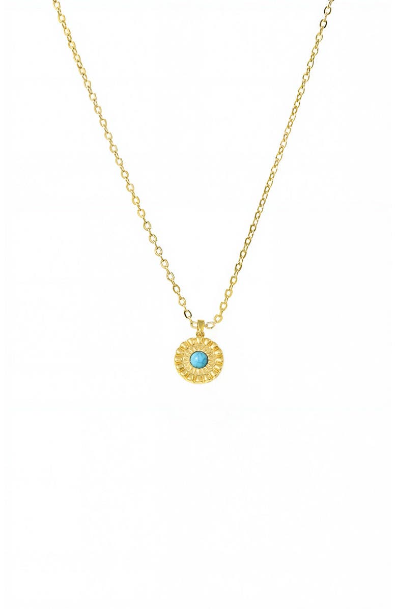 BY ADINA EDEN Round Turquoise Stone Coin Necklace, Main, color,