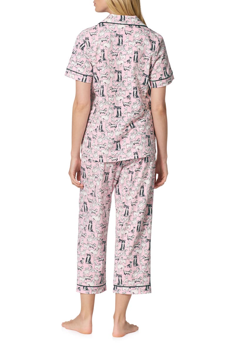 Print Stretch Organic Cotton Jersey Crop Pajamas, Alternate, color, PINK PART OF THE FAM
