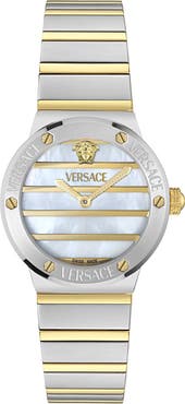 Versace Greca Logo Mother-of-Pearl Bracelet Watch, 33mm
