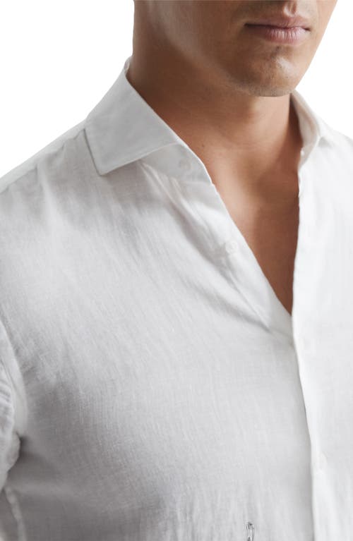Reiss Ruban Linen Button-up Shirt In White