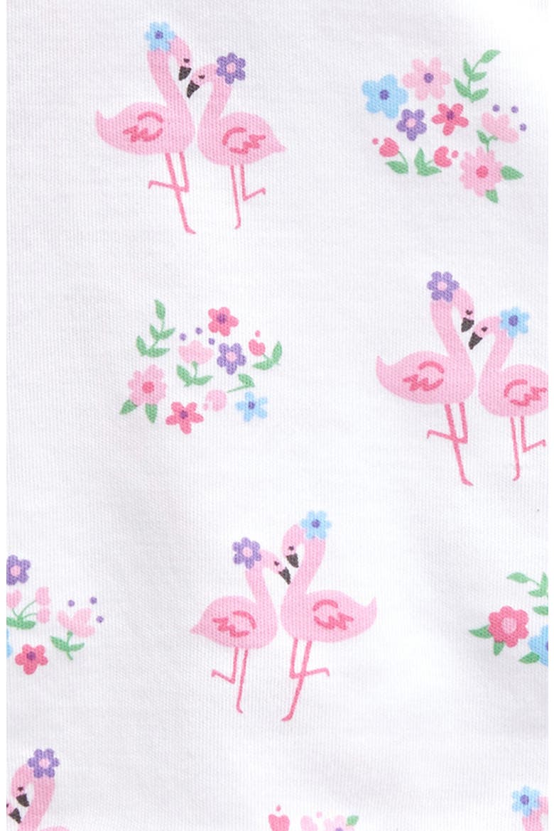 Flamingo Print Ruffled Cotton Top & Shorts Set, Alternate, color, MULTI PINK