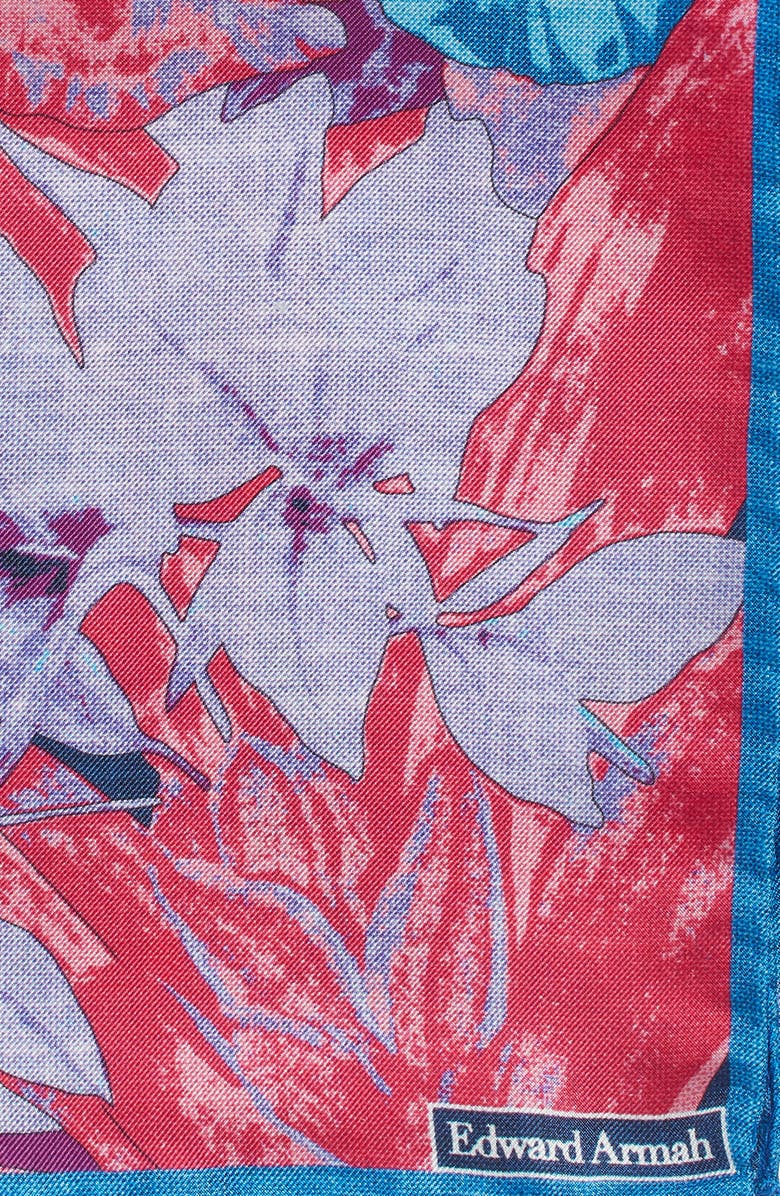 EDWARD ARMAH Leopard & Jungle Print Silk Pocket Square, Alternate, color,