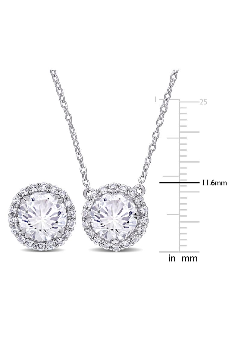 Lab Created White Sapphire Halo Pendant Necklace & Stud Earrings Set, Alternate, color, WHITE