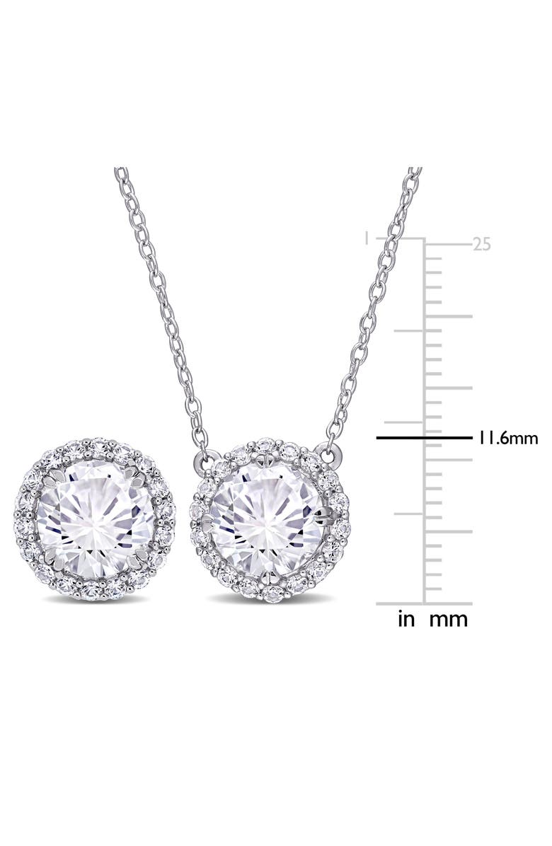 DELMAR Lab Created White Sapphire Halo Pendant Necklace & Stud Earrings Set, Alternate, color, White