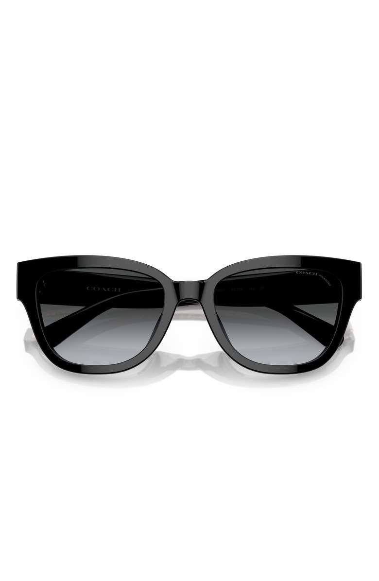 COACH 54mm Gradient Polarized Butterfly Sunglasses, Alternate, color, Black