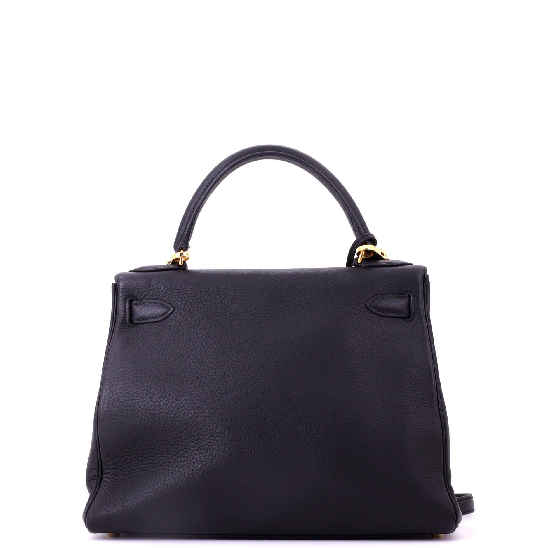 Pre-Owned Hermes Kelly Handbag Black Clemence with Gold Hardware 28, Alternate, color, Noir