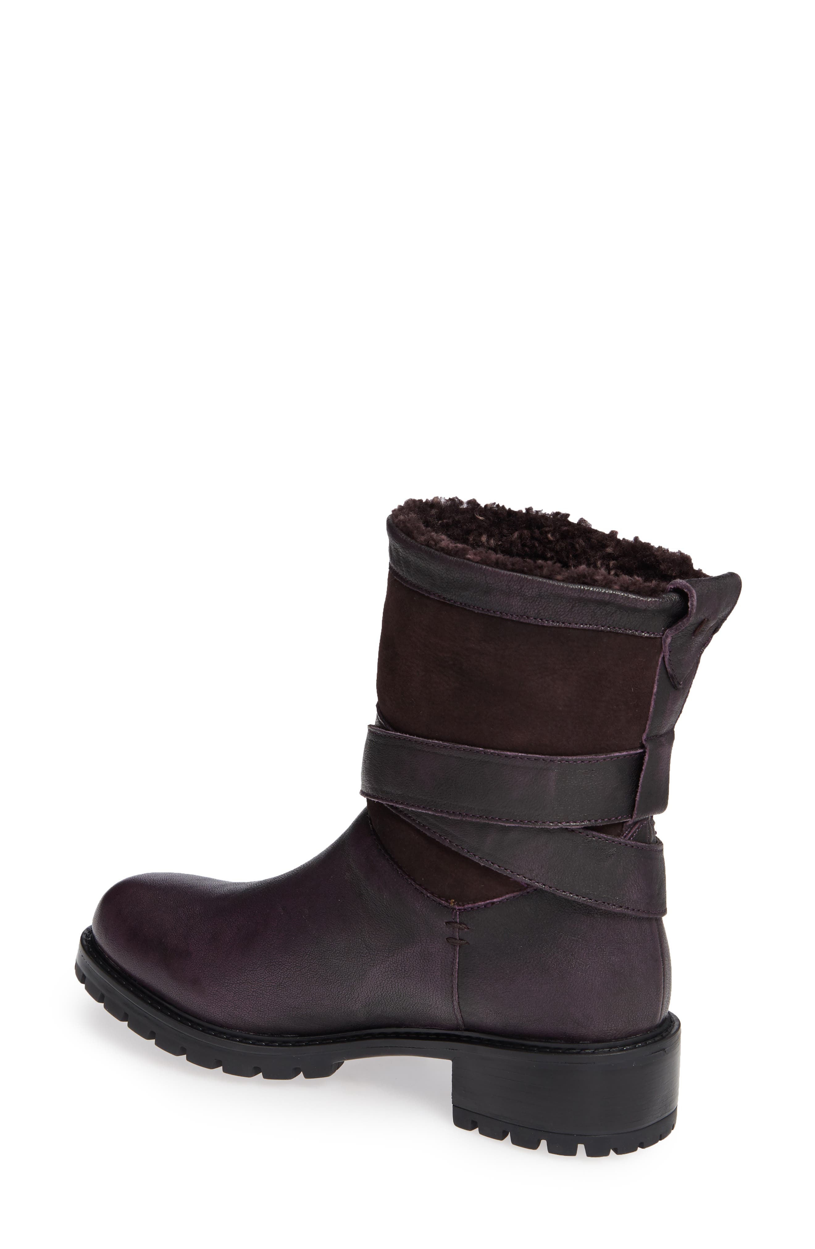 Emilina Genuine Shearling Lined Weatherproof Bootie, Alternate, color, FROSTED WINTER PLUM LEATHER