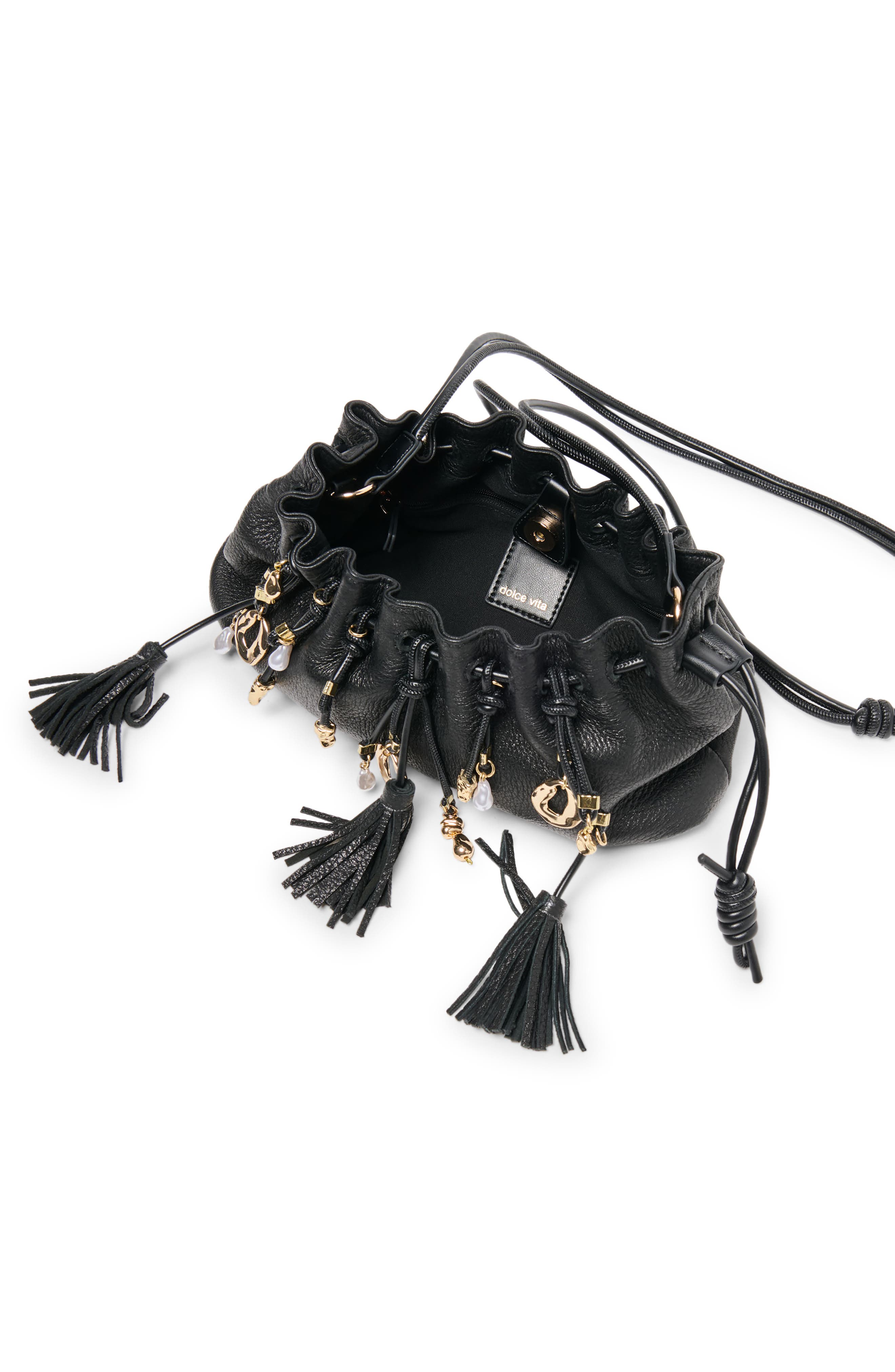 Tori Leather Shoulder Bag, Alternate, color, BLACK