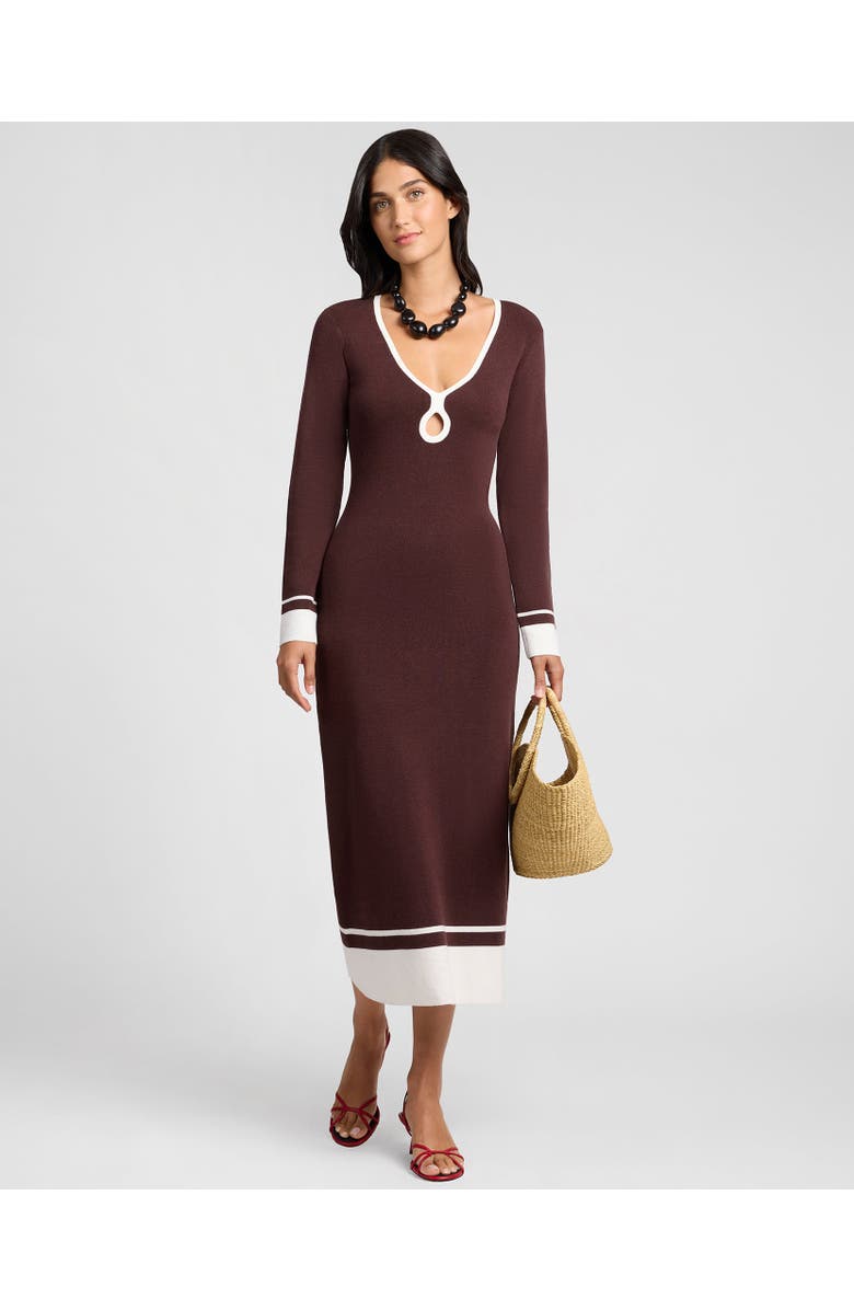 Onia Linen Tencel Maxi Dress, Main, color, Espresso/Egret