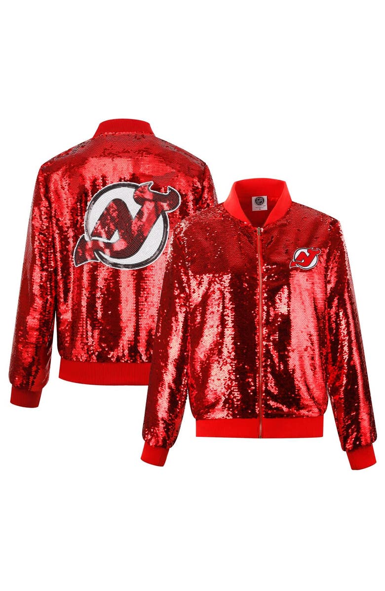 CUCE Women's Cuce Red New Jersey Devils Sequin Full-Zip Jacket, Main, color, Red