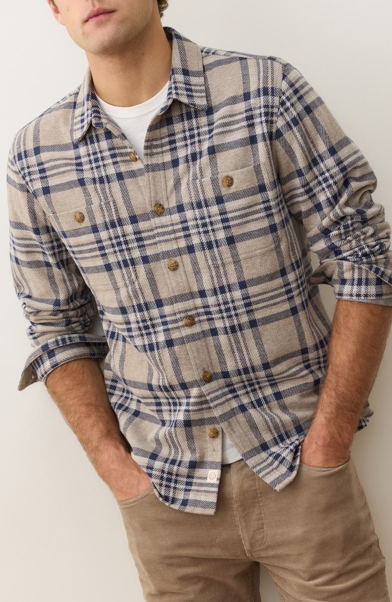 Marine Layer Pacifica Plaid Stretch Overshirt, Alternate, color, Taupe Plaid