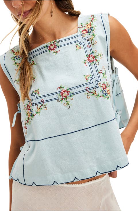 Garden Wall Embroidered Crop Cotton Top