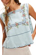 Free People Garden Wall Embroidered Crop Cotton Top