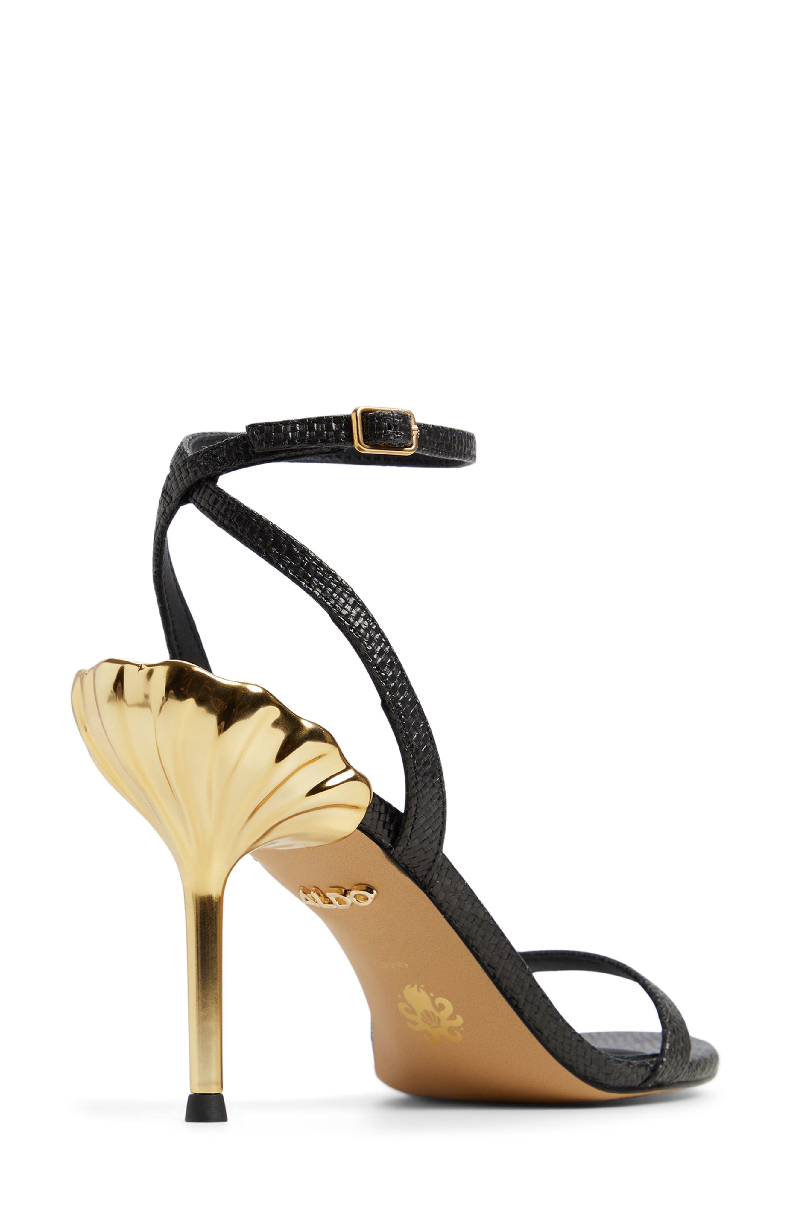 ALDO x Disney Ursula Ankle Strap Sandal, Alternate, color, Black