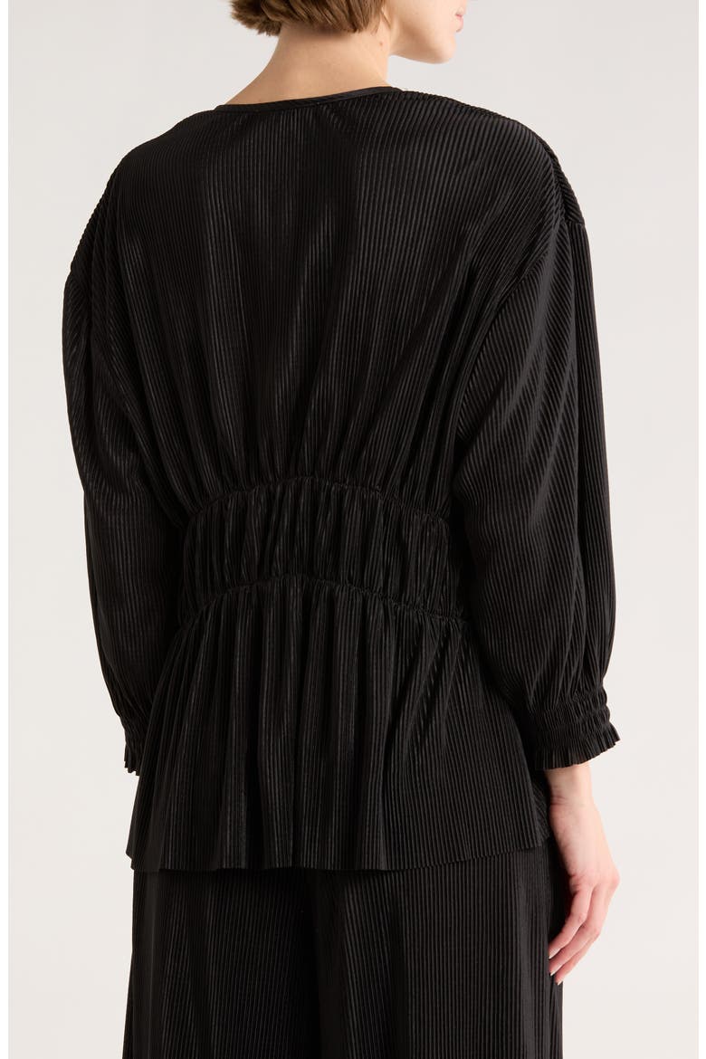 High-Low Plissé Charmeuse Top, Alternate, color, BLACK