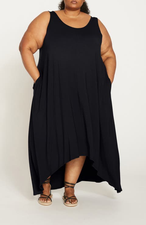 Athena Divine Sleeveless Jersey High-Low Maxi Dress (Plus)