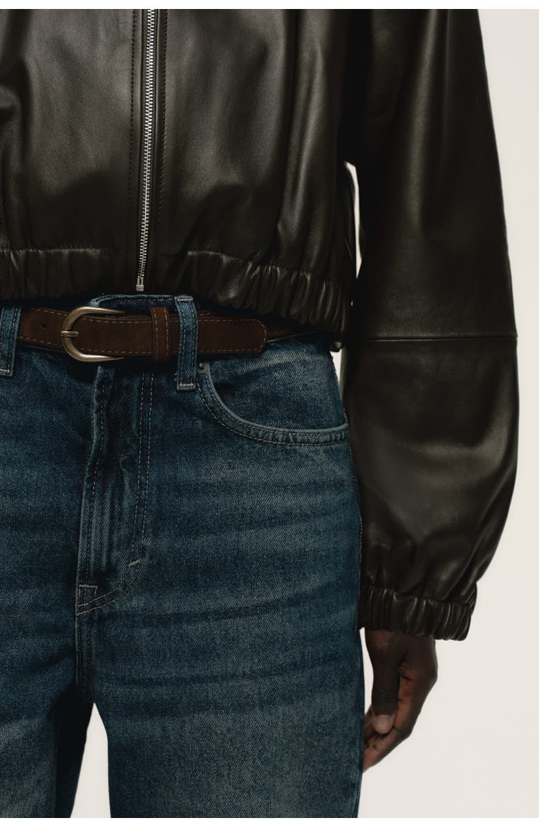 H&M Straight High Jeans, Alternate, color, Washed Denim Blue