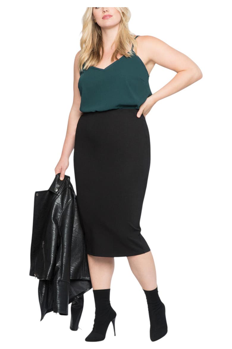 Knit Column Skirt, Alternate, color, BLACK