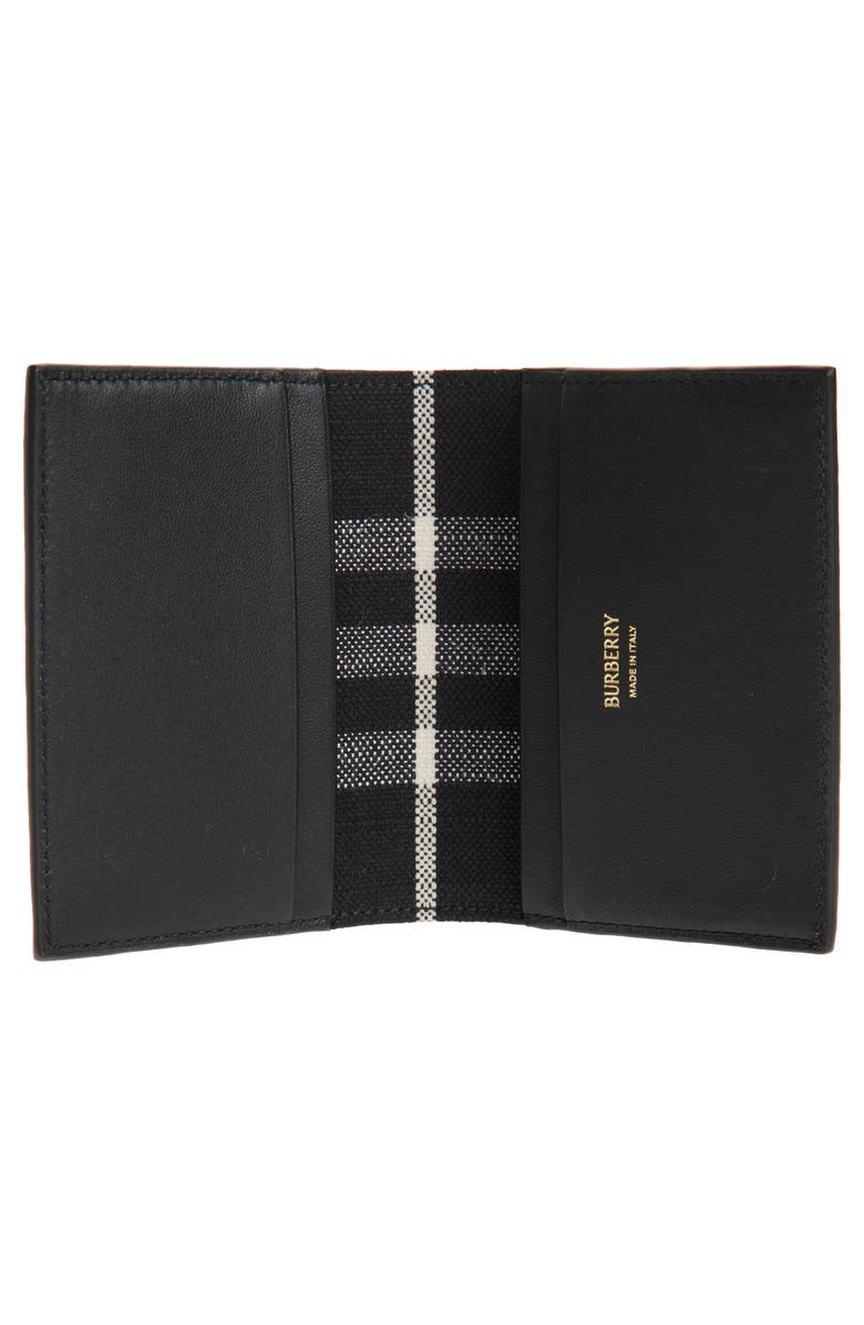 Burberry Bloomsbury Leather Bifold Card Holder, Alternate, color, Black/ Black Calico