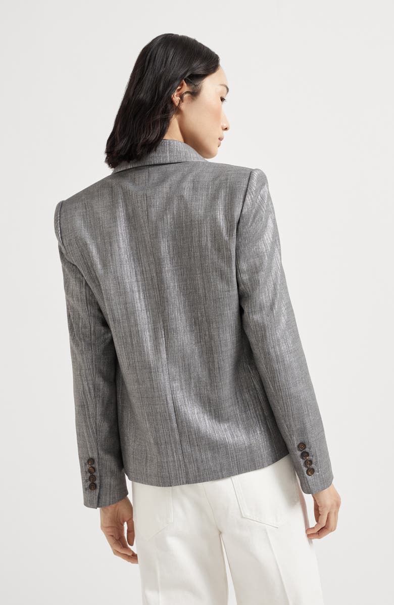 Brunello Cucinelli Sparkling twill blazer, Alternate, color, Silver