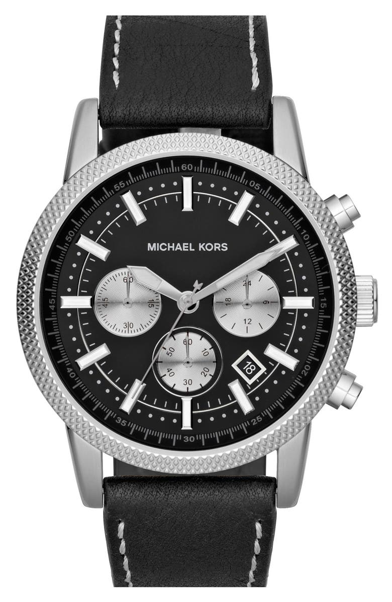 MICHAEL Michael Kors Michael Kors 'Scout' Chronograph Leather Strap Watch, 43mm, Main, color, 
