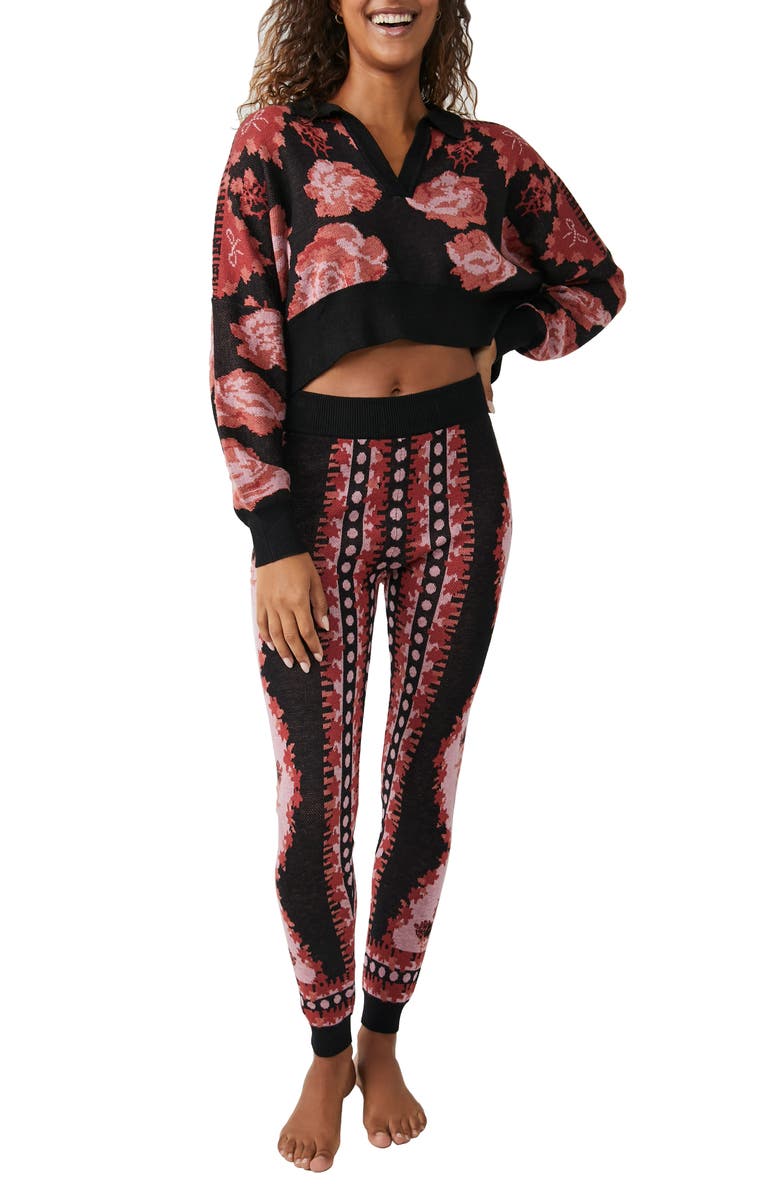Free People Fuzzy Feelings Crop Sweater & Pants Pajama Set, Main, color, 