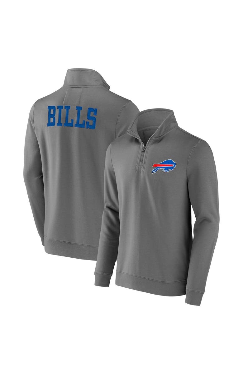 NFL X DARIUS RUCKER Men's NFL x Darius Rucker Collection by Fanatics Gray Buffalo Bills Tri-Blend Quarter-Zip Sweatshirt, Main, color,