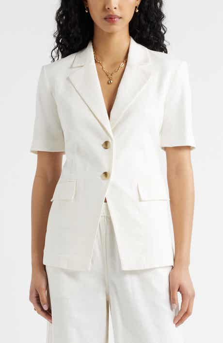Short Sleeve Linen Blend Blazer