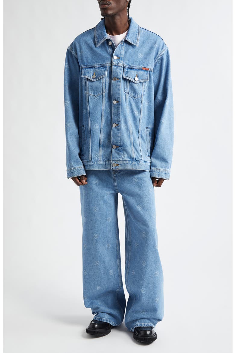 Oversize Denim Trucker Jacket, Alternate, color, ALL OVER BLUE