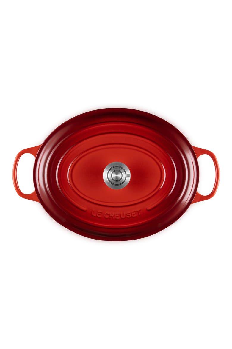 Enameled Cast Iron Oval Dutch Oven, Alternate, color, CERISE