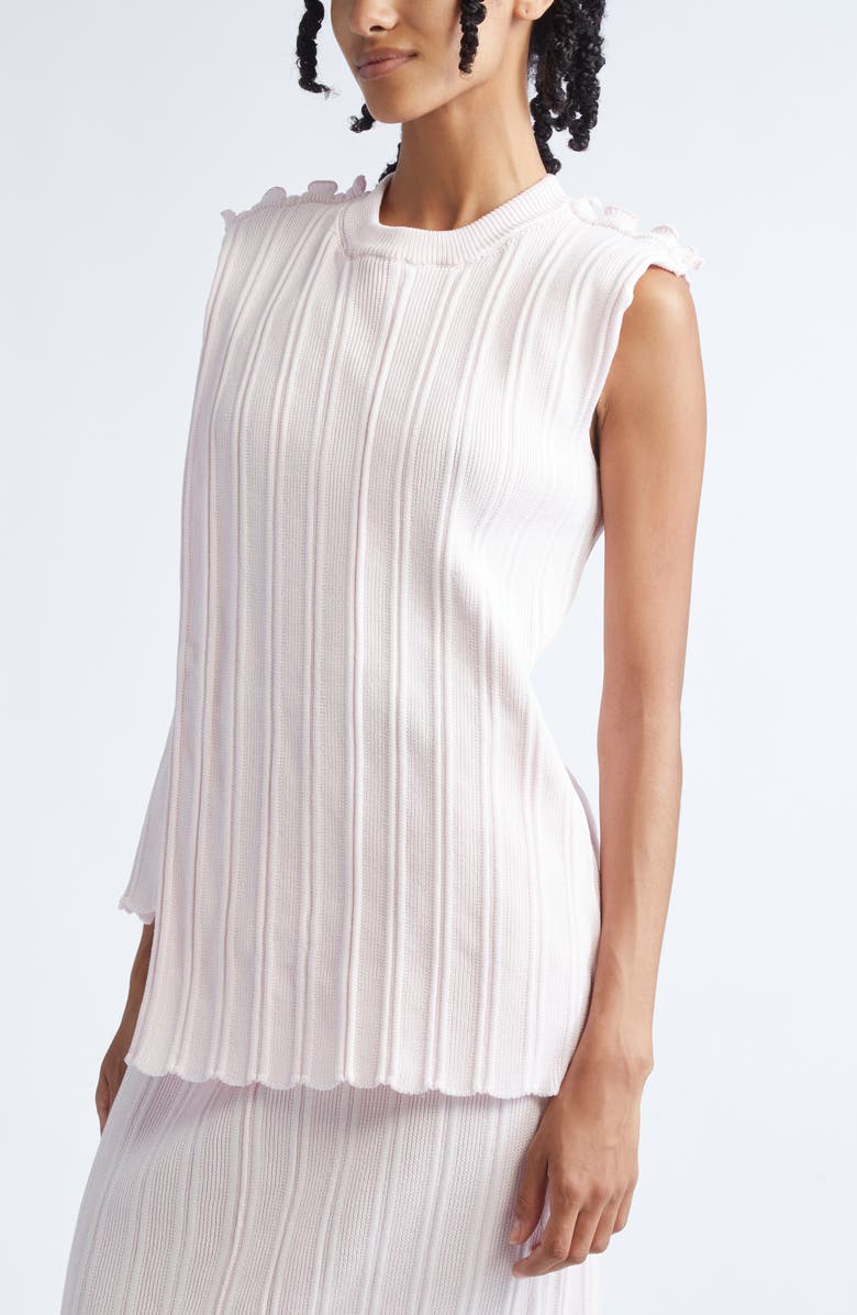 Jil Sander Asymmetric Cotton Rib Wrap Sweater Vest, Alternate, color, Morganite