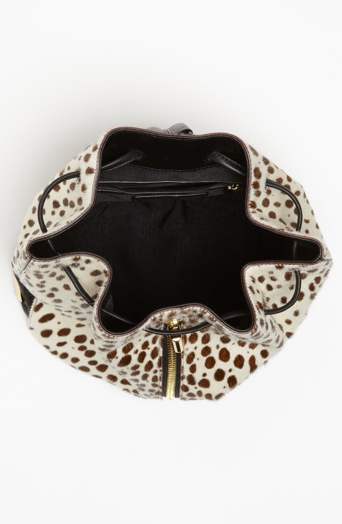 Spotted Calf Hair Sling Backpack, Alternate, color, IVORY/ BLACK