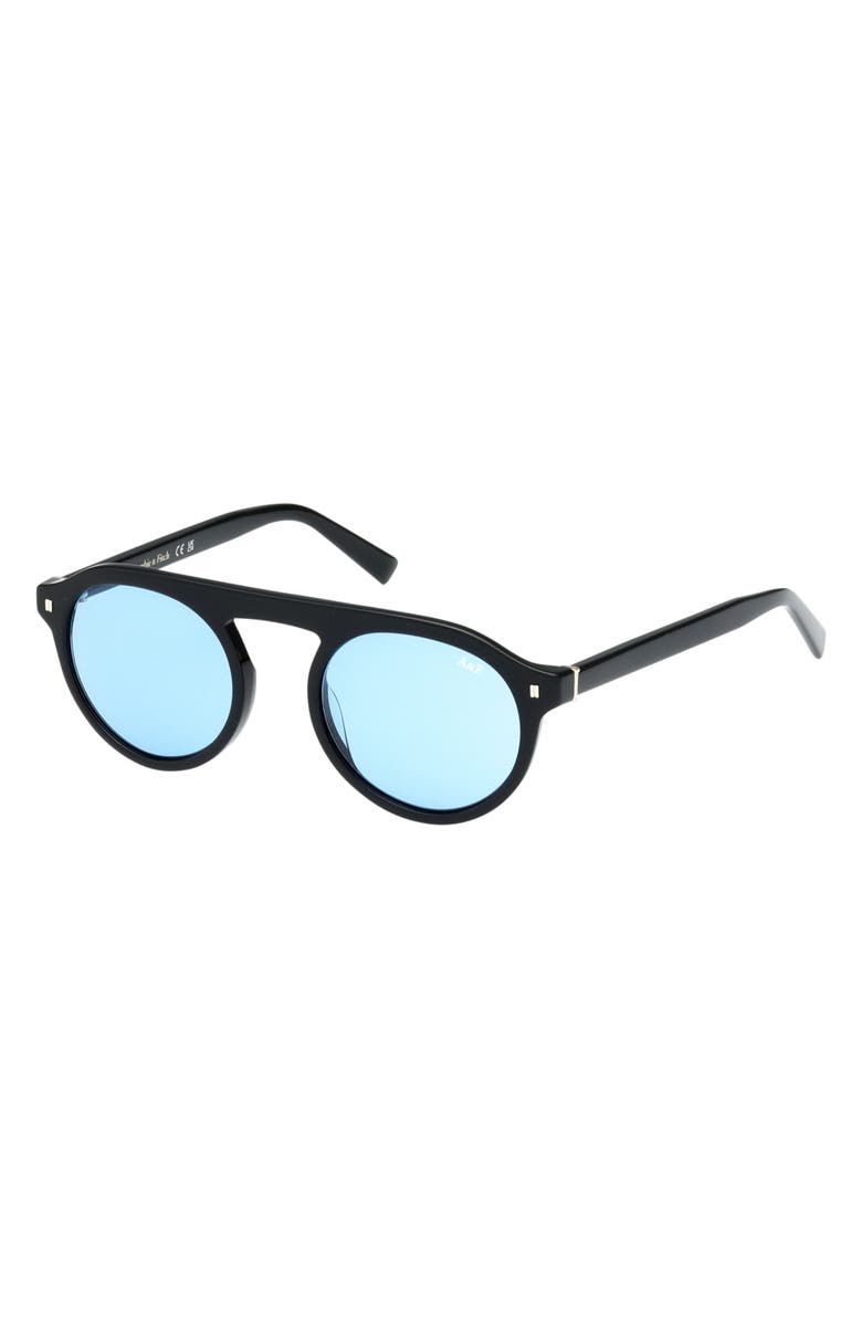 ABERCROMBIE & FITCH 49mm Pilot Sunglasses, Alternate, color, Shiny Black / Blue