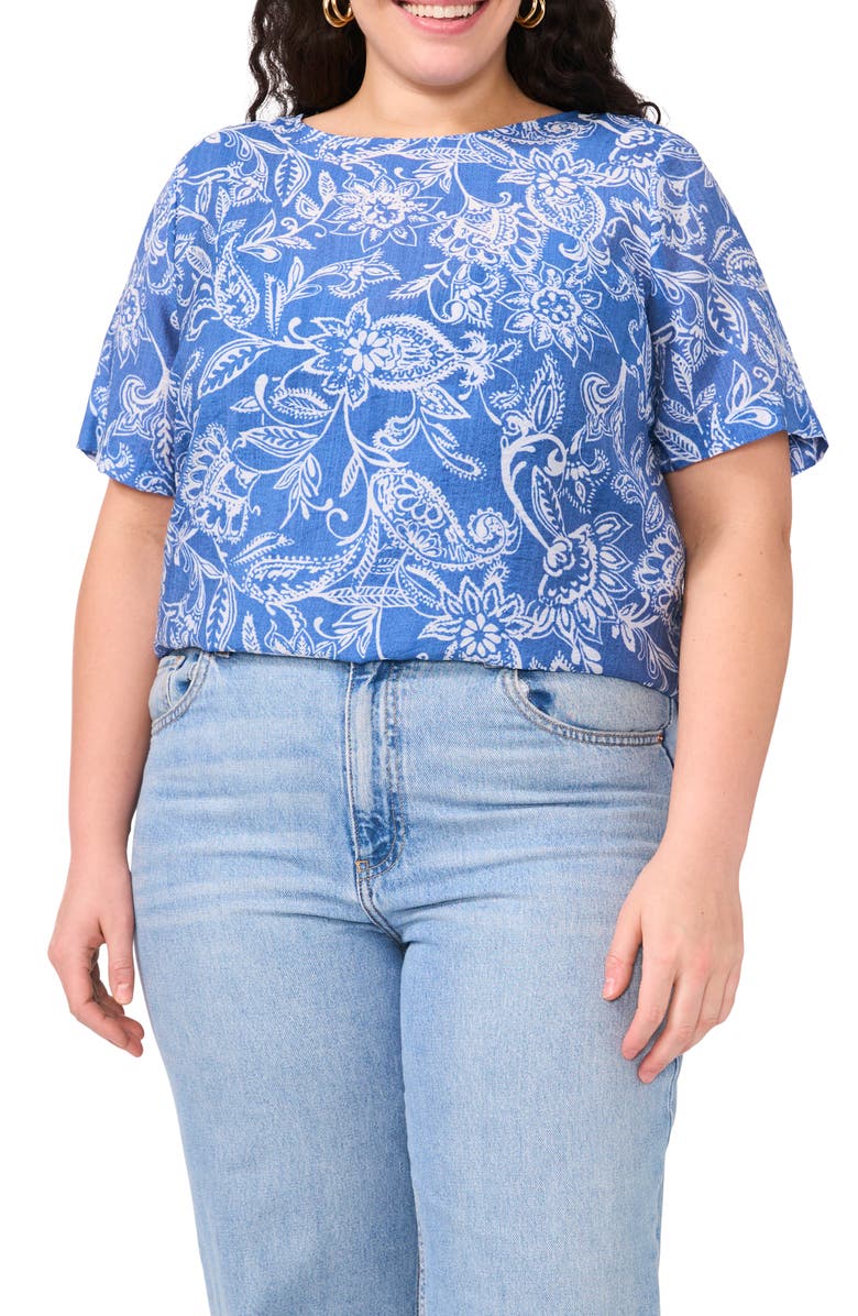 Vince Camuto Paisley Top, Main, color, Steel Blue Paisley