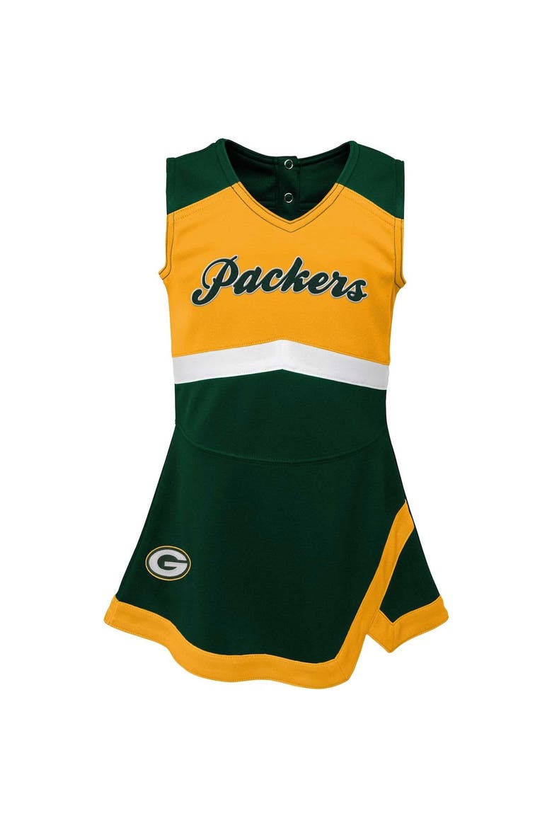 Girls Infant Green Green Bay Packers Cheer Captain Jumper Dress, Alternate, color, Green