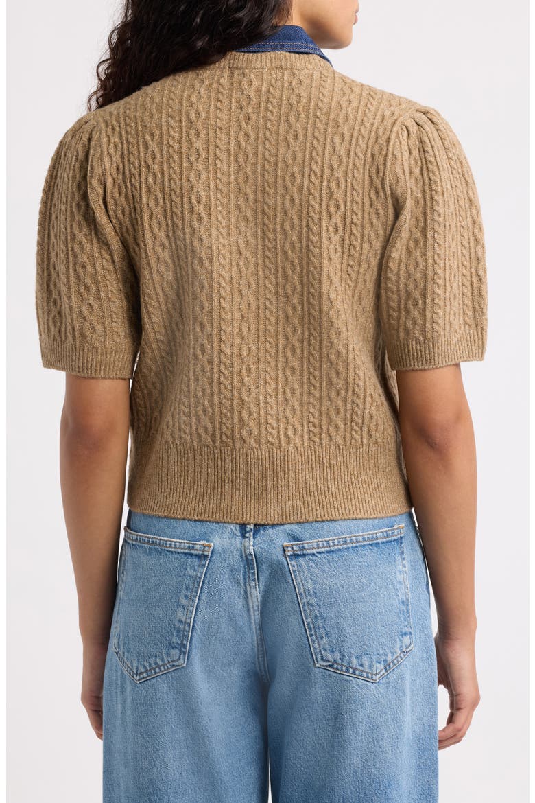 Lane Denim Collar Cable Stitch Cardigan, Alternate, color, CEDAR