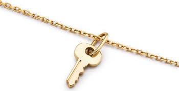 Gold Pendant Necklace - Key Charm Necklace