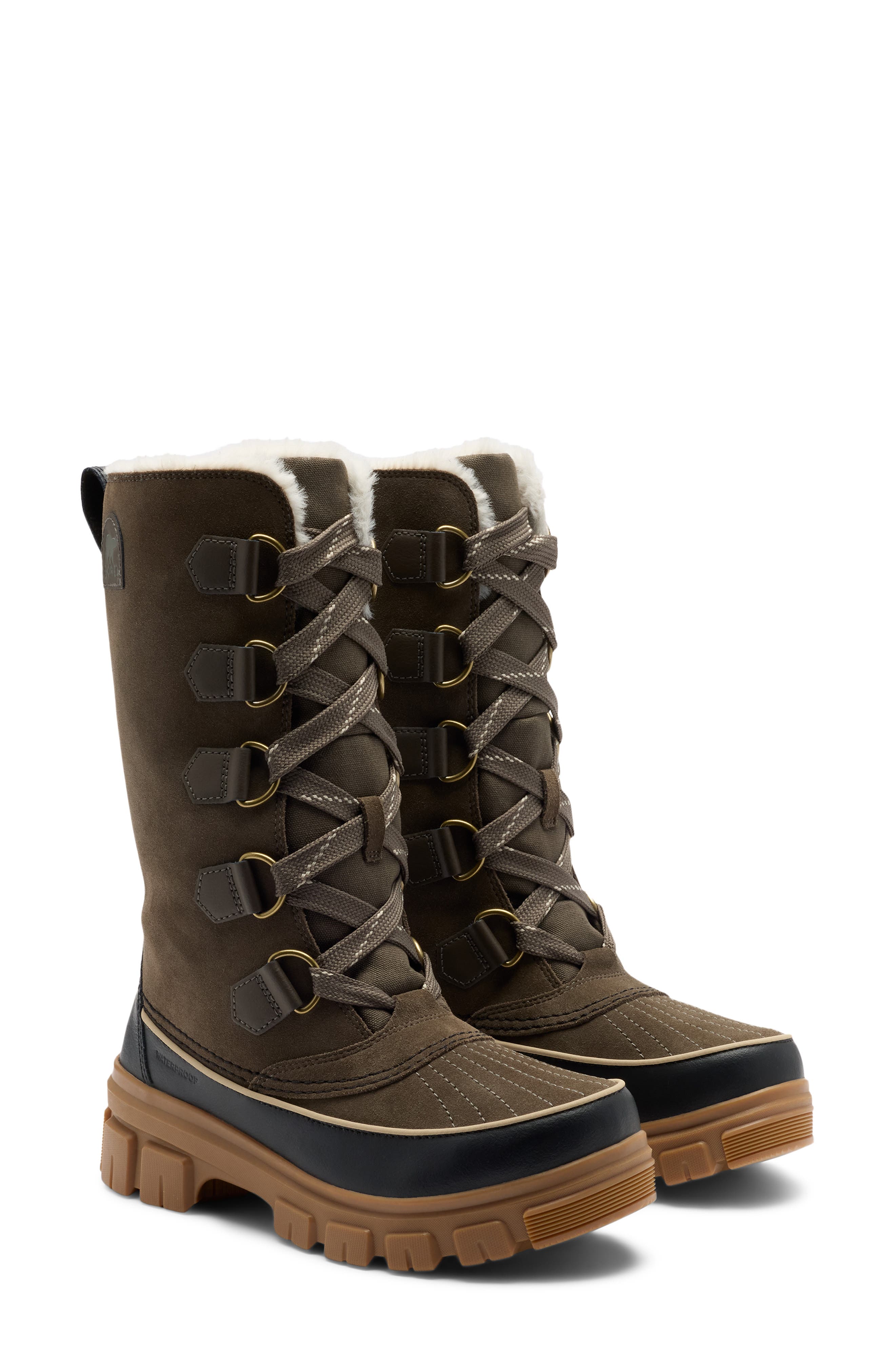 Tivoli V Faux Fur Lined Tall Waterproof Boot, Main, color, MAJOR/ BLACK