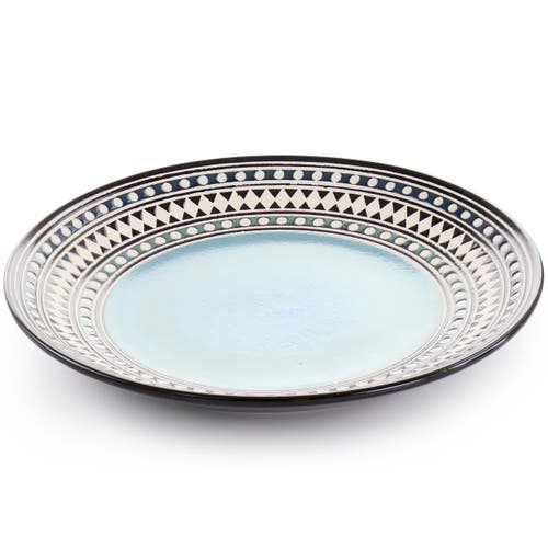 Elama Blue Sage 16 Piece Double Bowl Stoneware Dinnerware Set In Blue