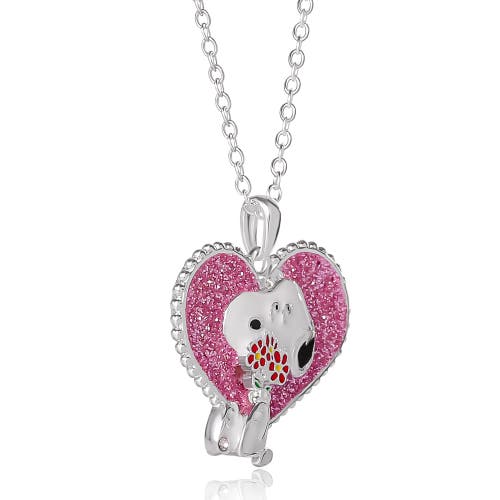 Peanuts Snoopy Heart Flowers Valentine's Day Pendant In Metallic