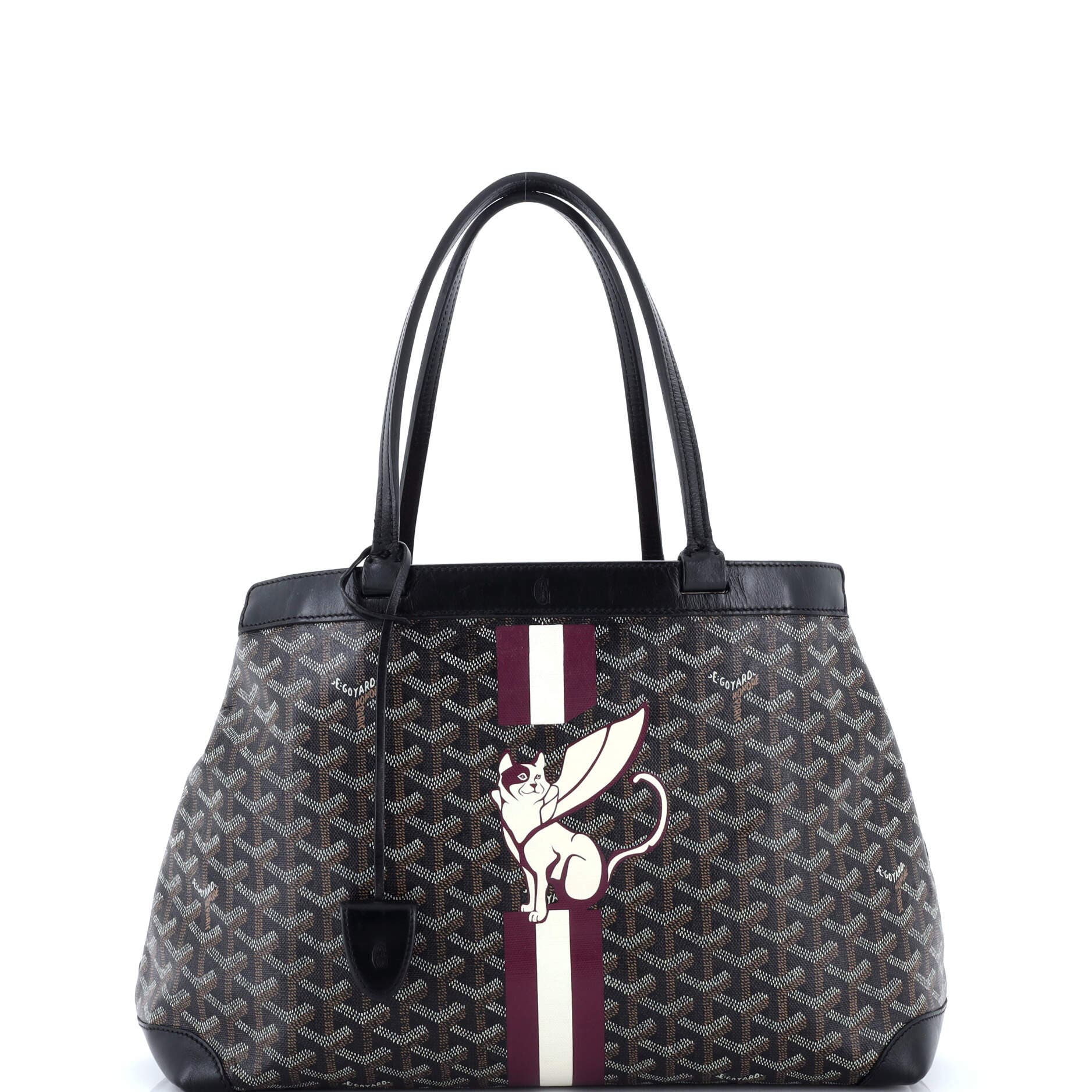 Pre-Owned Goyard Bellechasse Bag Coated Canvas PM, Main, color, Black