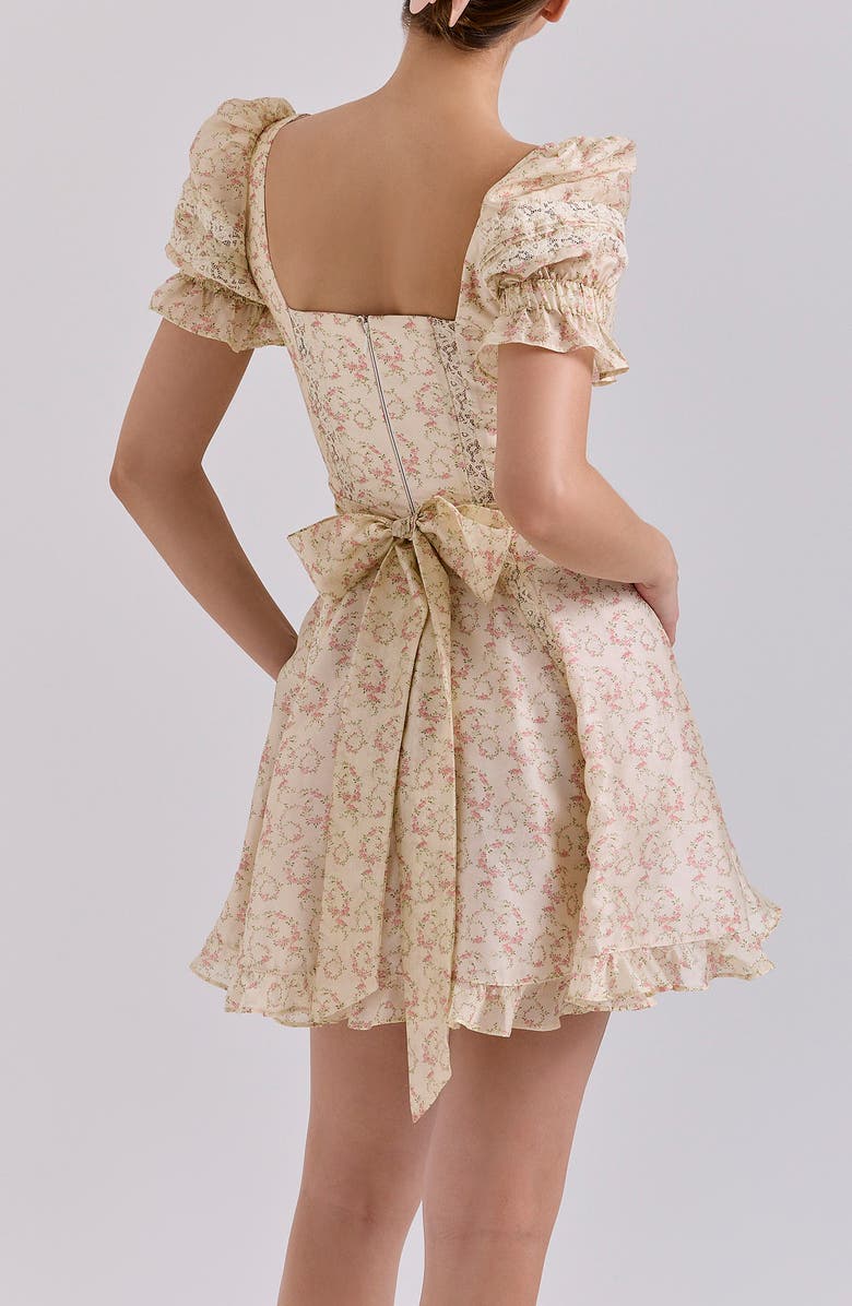 HOUSE OF CB Melita Corset Cocktail Minidress, Alternate, color, Vintage Floral Spiral Cream