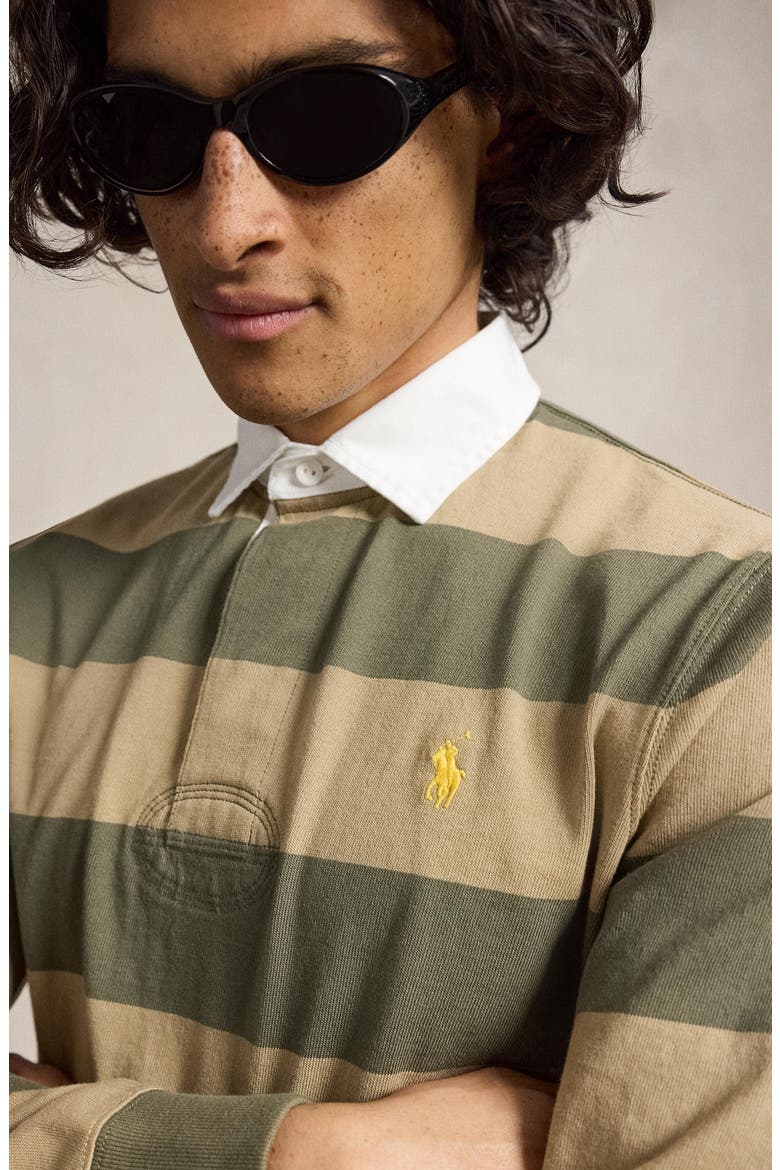 Stripe Long Sleeve Rugby Shirt, Alternate, color, OLIVE MULT