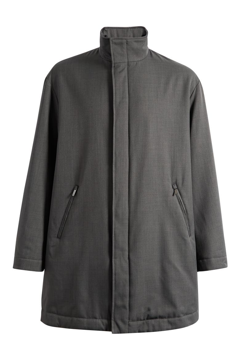 Caban Stand Collar Coat, Main, color, SOLID MEDIUM GREY