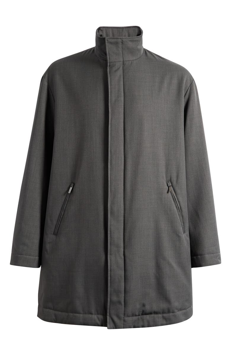 Emporio Armani Caban Stand Collar Coat, Main, color, Solid Medium Grey