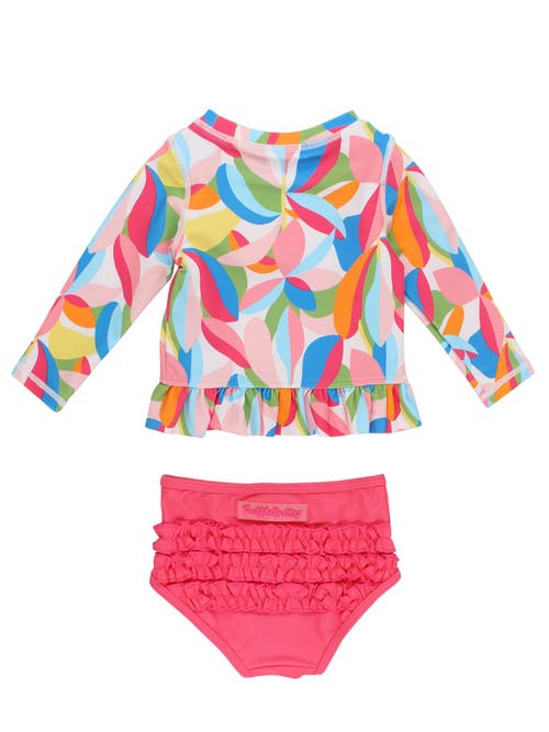 Rufflebutts Girls Upf50+ Long Sleeve Rash Guard Bikini In Multi