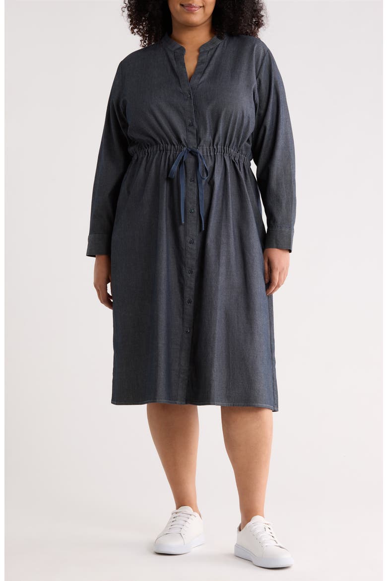 Organic Cotton Mandarin Collar Dress, Main, color, DENIM